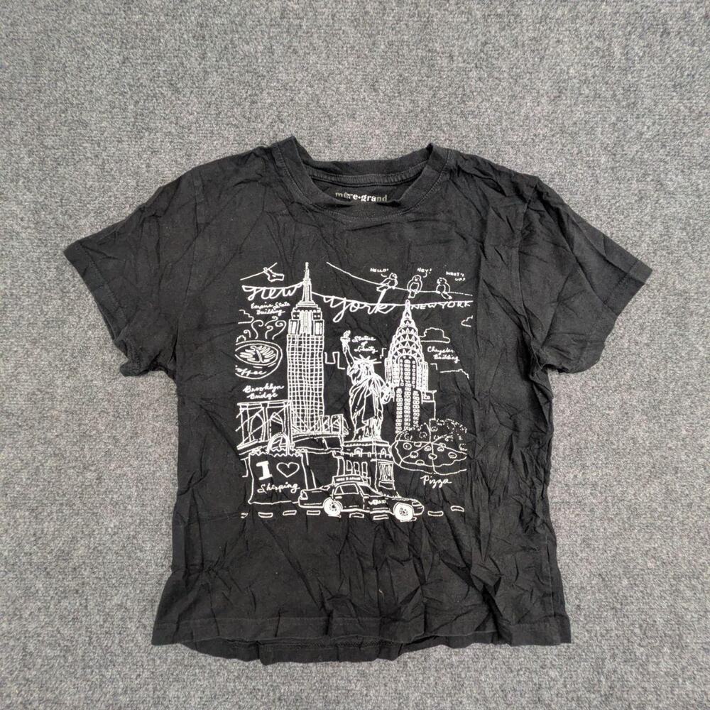 Mure + Grand T Shirt Womens M Black NYC Landmark Graphic Crew Neck Pullover Tee